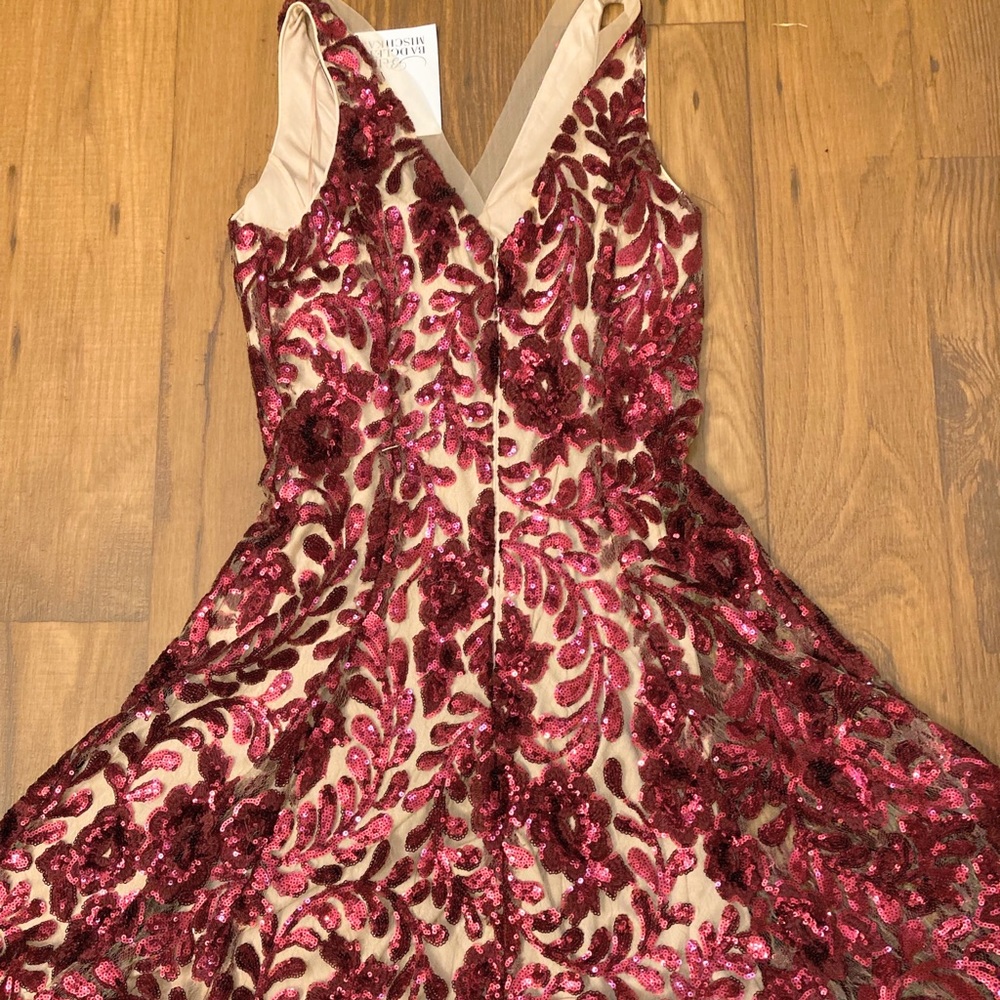 Badgley Mischka red cocktail holiday dress new 2